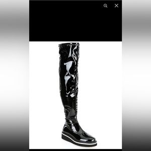 GIANNI BINI black marfisia patent platform over-the-knee boots size 6.5